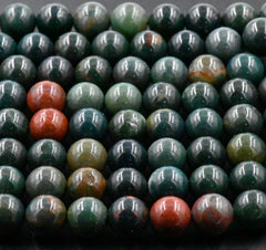 Blue Bloodstone Jasper 4mm, 6mm, 8mm, 10mm Round Beads in Deep Red and Blue Forrest Green