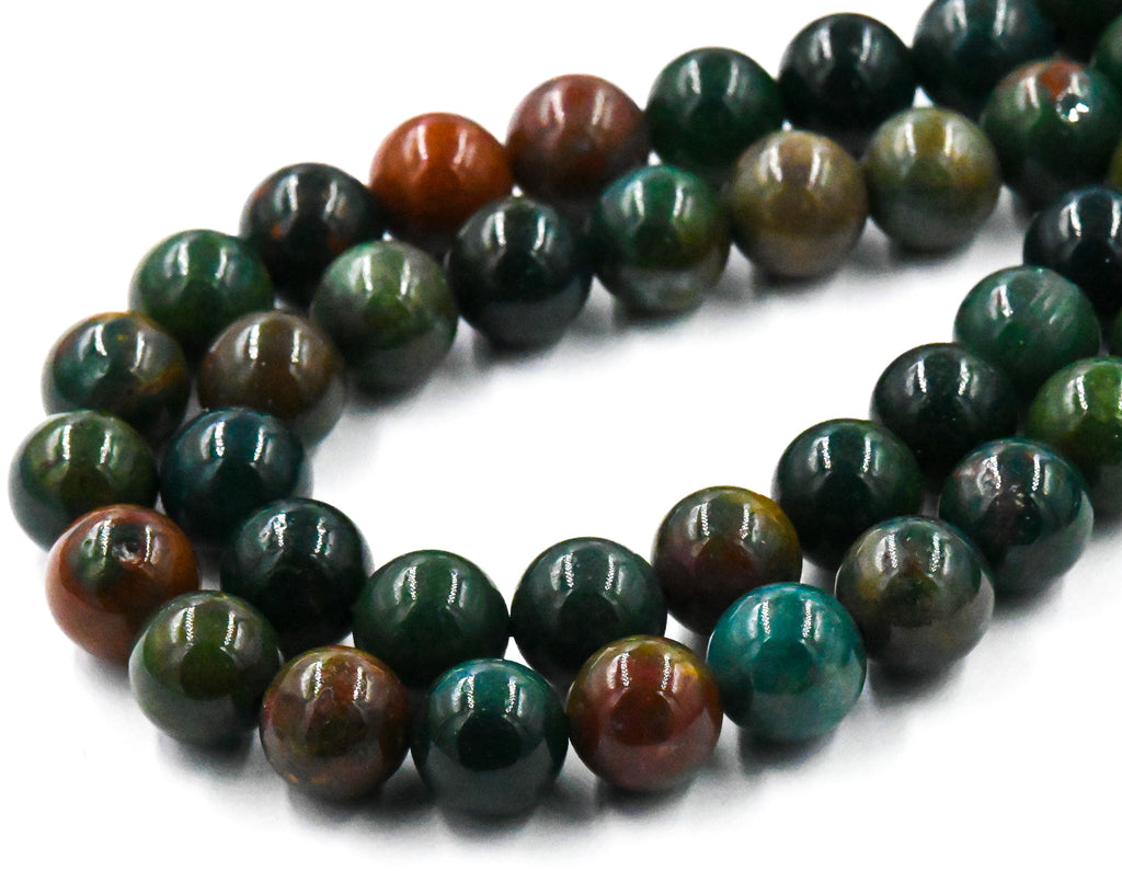Blue Bloodstone Jasper 4mm, 6mm, 8mm, 10mm Round Beads in Deep Red and Blue Forrest Green