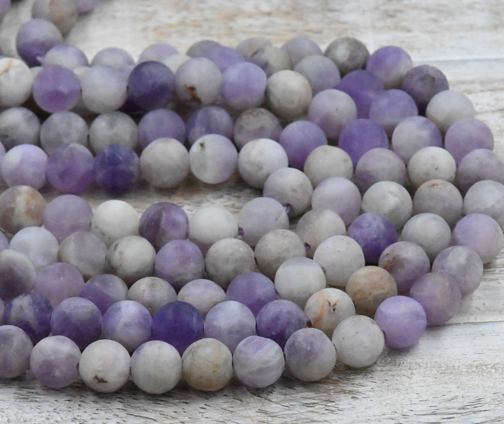 Matte Lavender Amethyst Beads, 8mm natural round Frosted beads  -15 inch strand