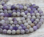Matte Lavender Amethyst Beads, 8mm natural round Frosted beads  -15 inch strand