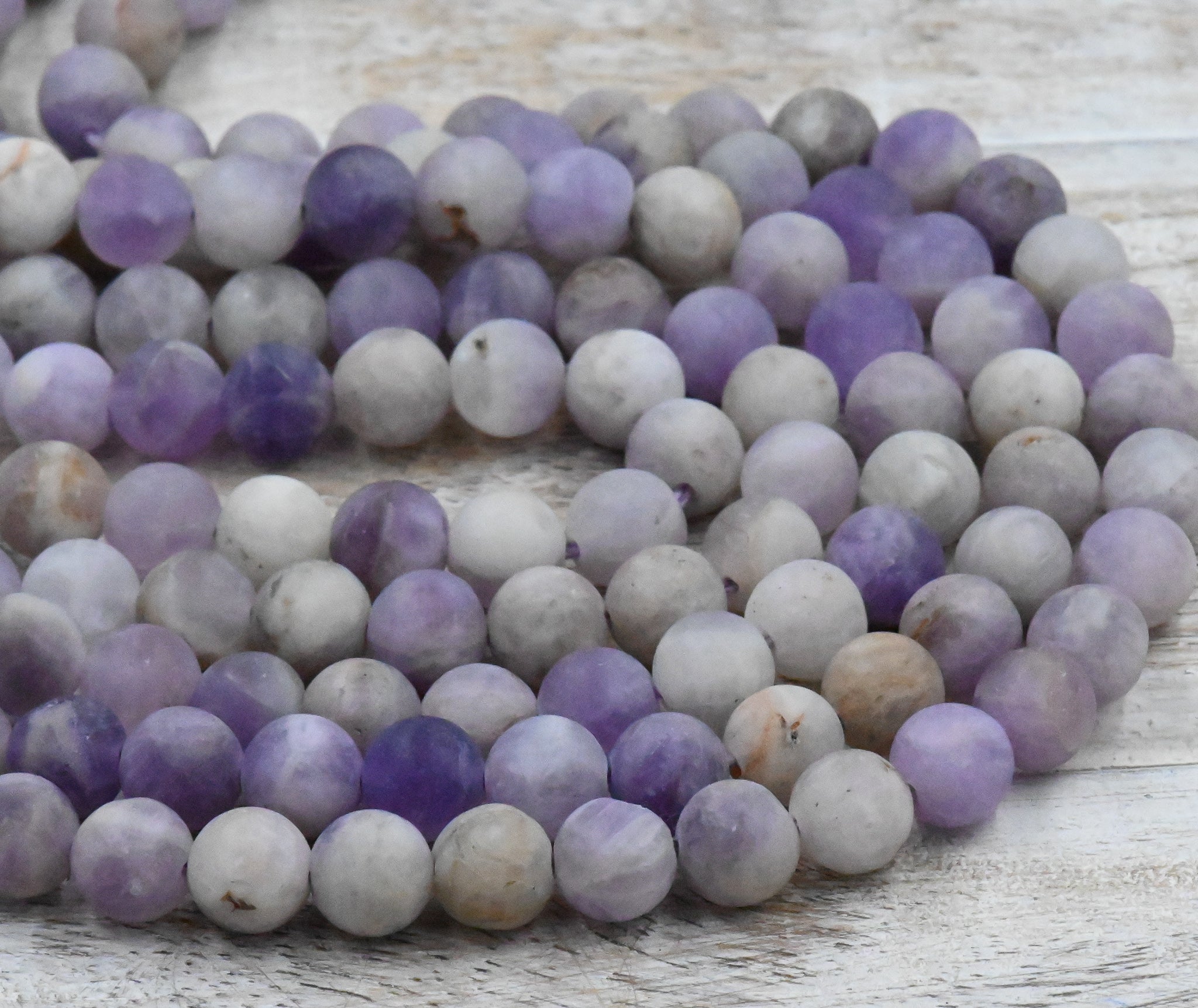 Matte Lavender Amethyst Beads, 8mm natural round Frosted beads  -15 inch strand