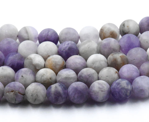 Matte Lavender Amethyst Beads, 8mm natural round Frosted beads  -15 inch strand