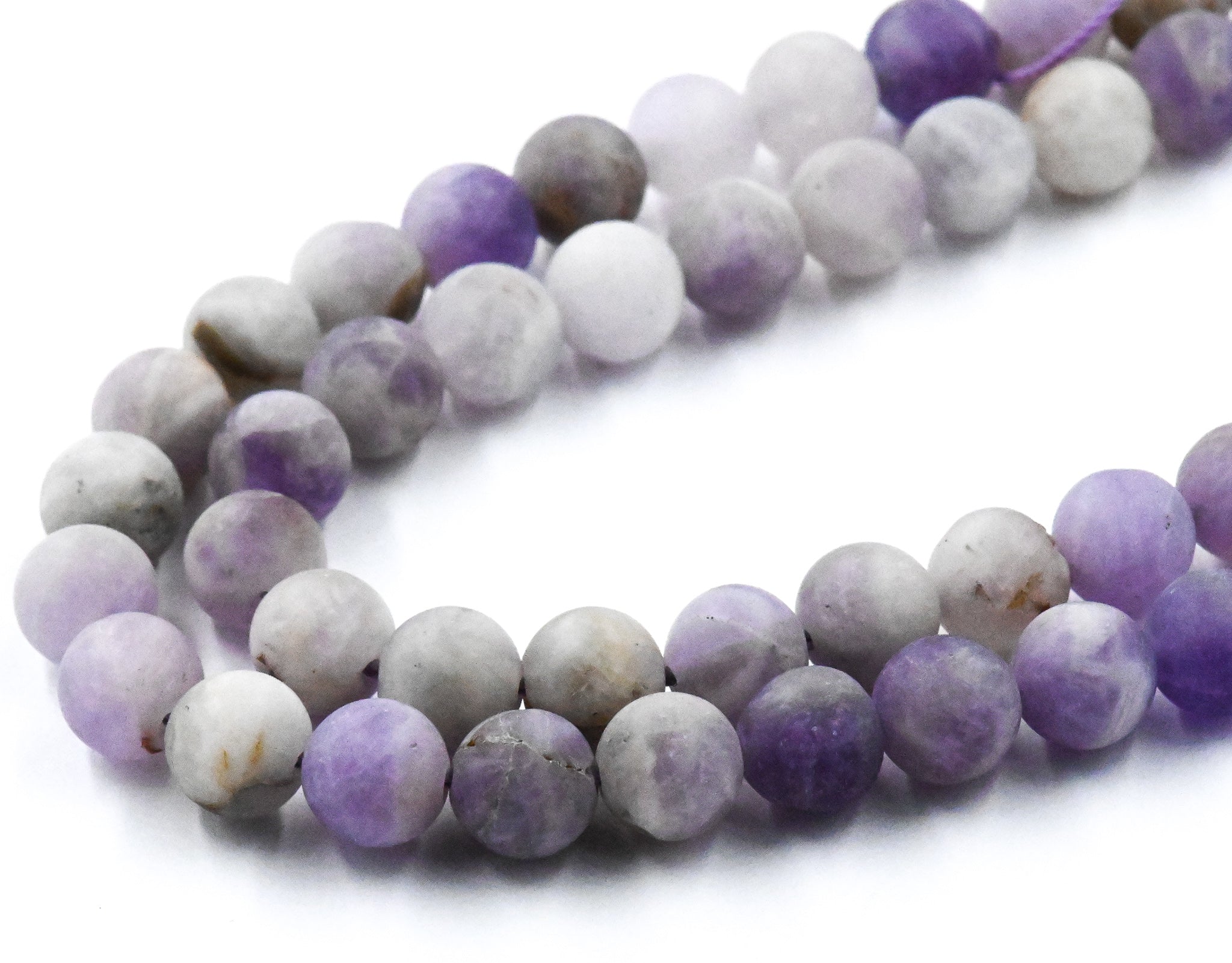 Matte Lavender Amethyst Beads, 8mm natural round Frosted beads  -15 inch strand