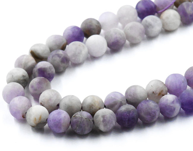 Matte Lavender Amethyst Beads, 8mm natural round Frosted beads  -15 inch strand Main Image