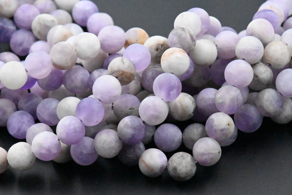 Matte Lavender Amethyst Beads, 8mm natural round Frosted beads  -15 inch strand