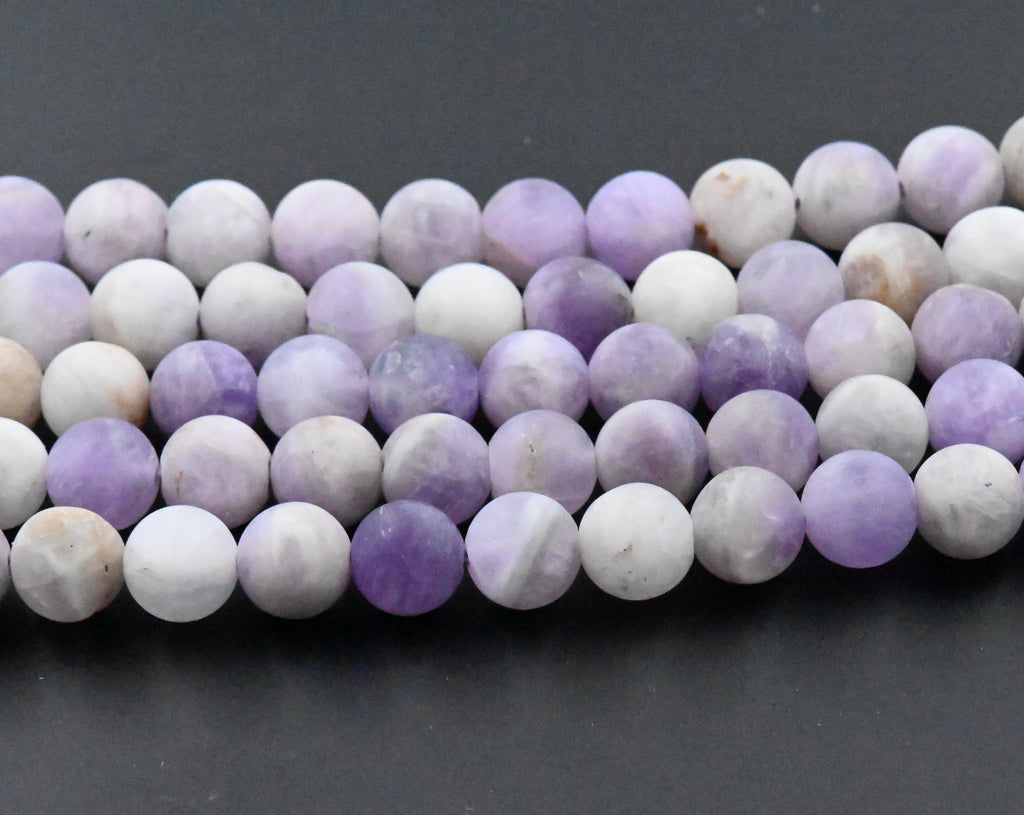 Matte Lavender Amethyst Beads, 8mm natural round Frosted beads  -15 inch strand