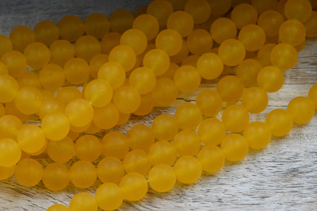 8mm Jade Mango Yellow Matte Smooth