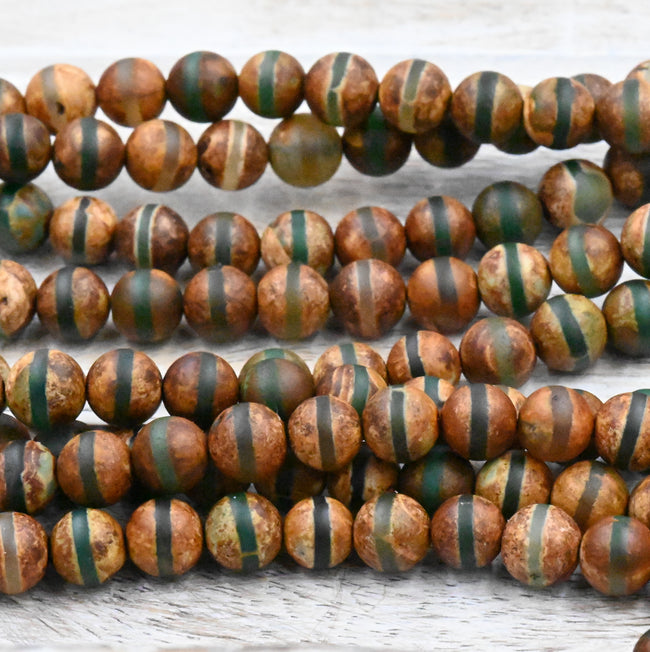 8mm Agate Round Beads, Brown and Green -15.5 inch strand Main Image