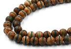 8mm Agate Round Beads, Brown and Green -15.5 inch strand