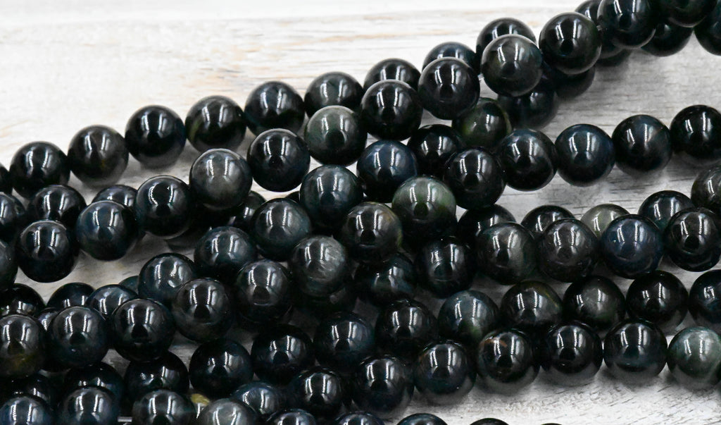 Blue Tiger Eye (A Grade) Round 6mm, 8mm -full strand