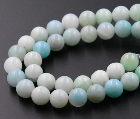 Natural Blue Amazonite 6mm, 8mm, 10mm Round Beads - Full Strand