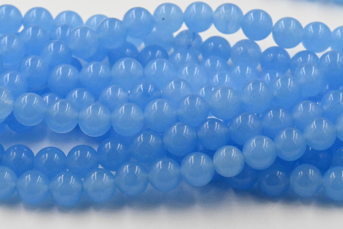 Blue Jade, 4mm, 6mm, 8mm, 10mm, 12mm Purple Jade Round Beads -15 inch strand