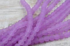 8mm Matte Purple Jade Round Beads -15 inch strand