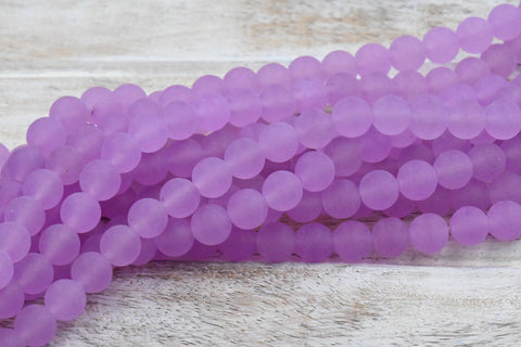 8mm Matte Purple Jade Round Beads -15 inch strand