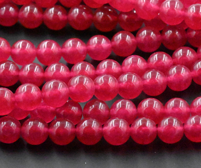 Magenta Pink Dyed Natural Jade Round Beads 8mm Main Image