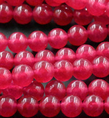 Magenta Pink Dyed Natural Jade Round Beads 8mm