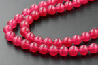 Magenta Pink Dyed Natural Jade Round Beads 8mm