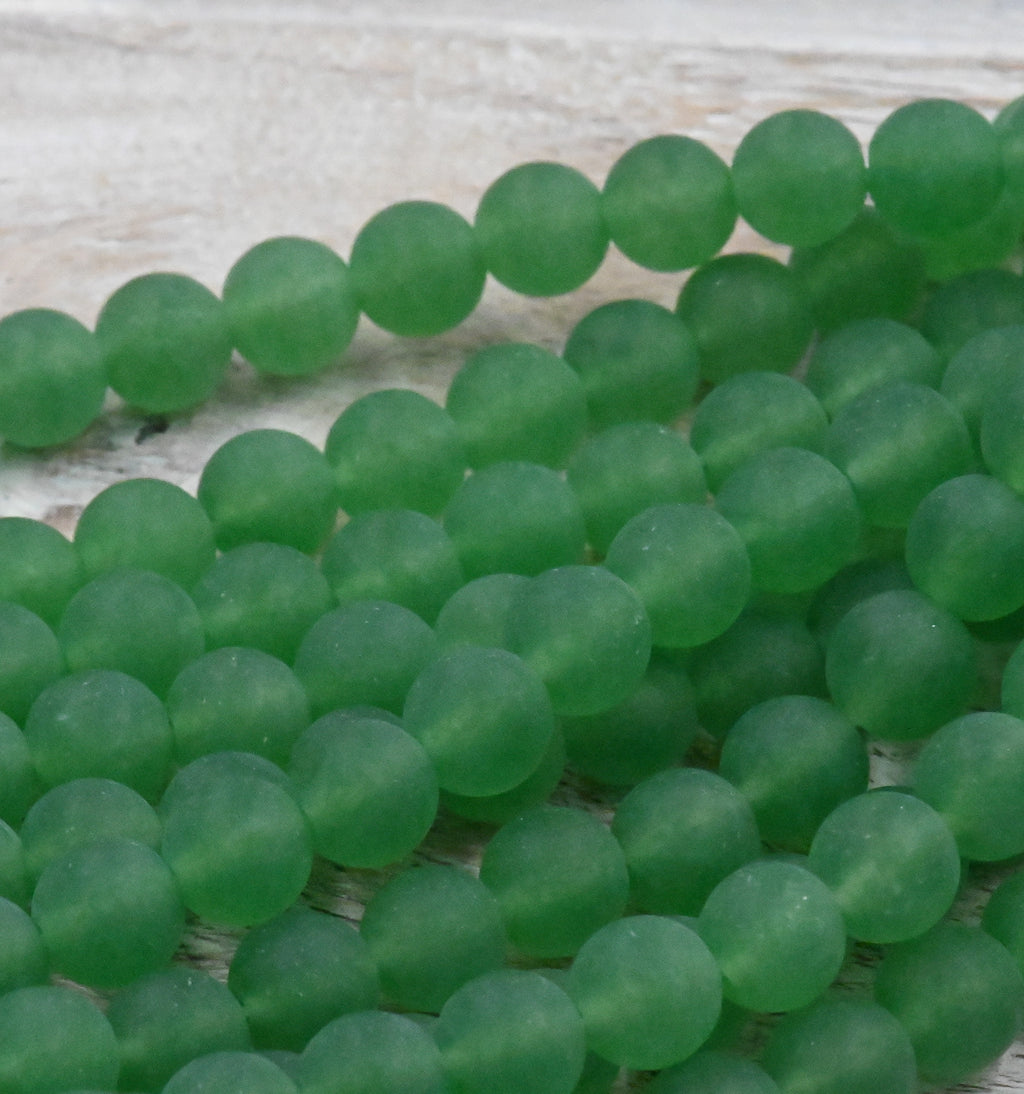 8mm Matte Green Jade Round Beads -15 inch strand