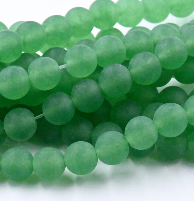 8mm Matte Green Jade Round Beads -15 inch strand Hover Image