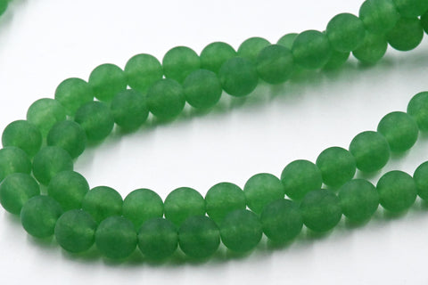 8mm Matte Green Jade Round Beads -15 inch strand