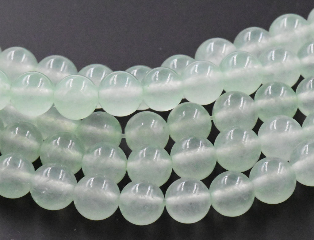 8mm Dyed Natural Jade Round Beads Honeydew Green