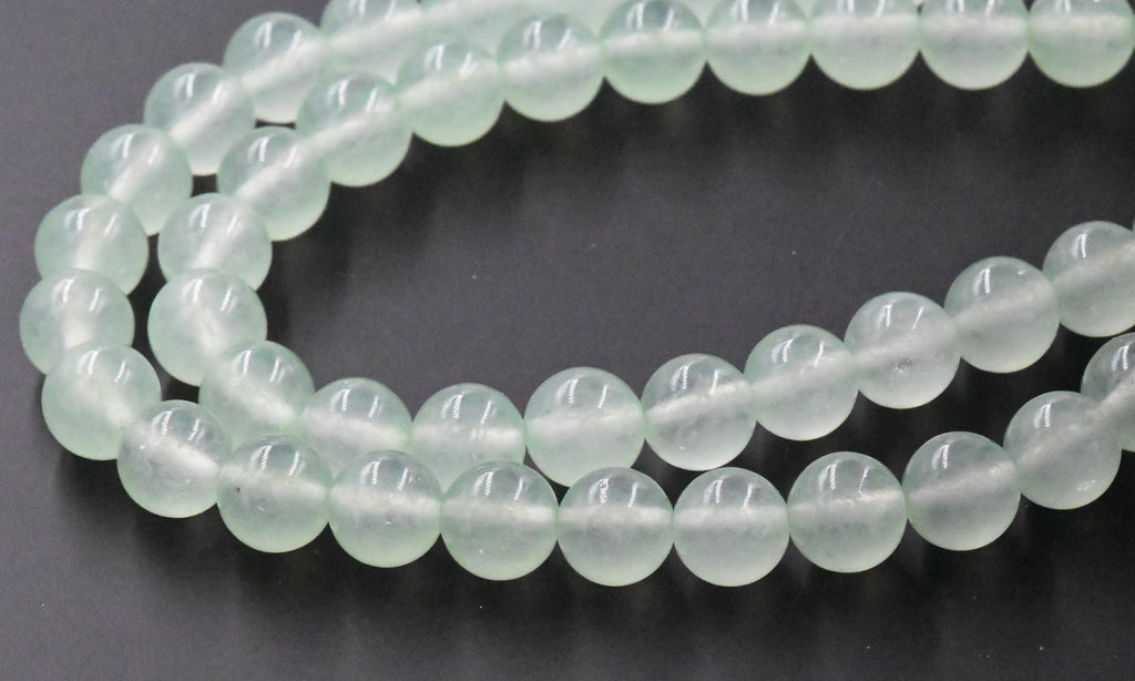 8mm Dyed Natural Jade Round Beads Honeydew Green