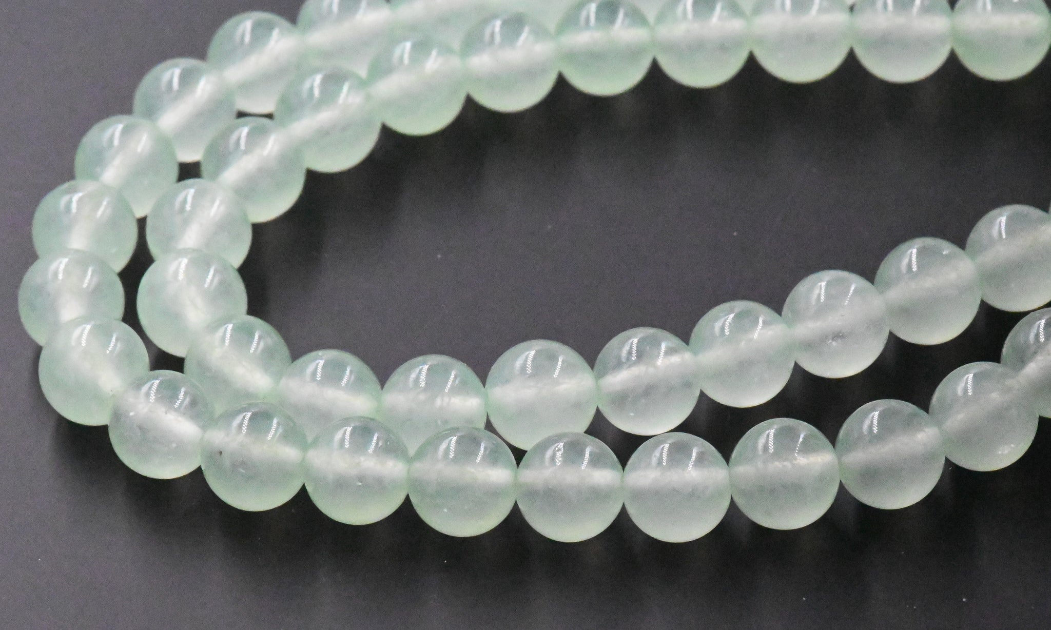 8mm Dyed Natural Jade Round Beads Honeydew Green