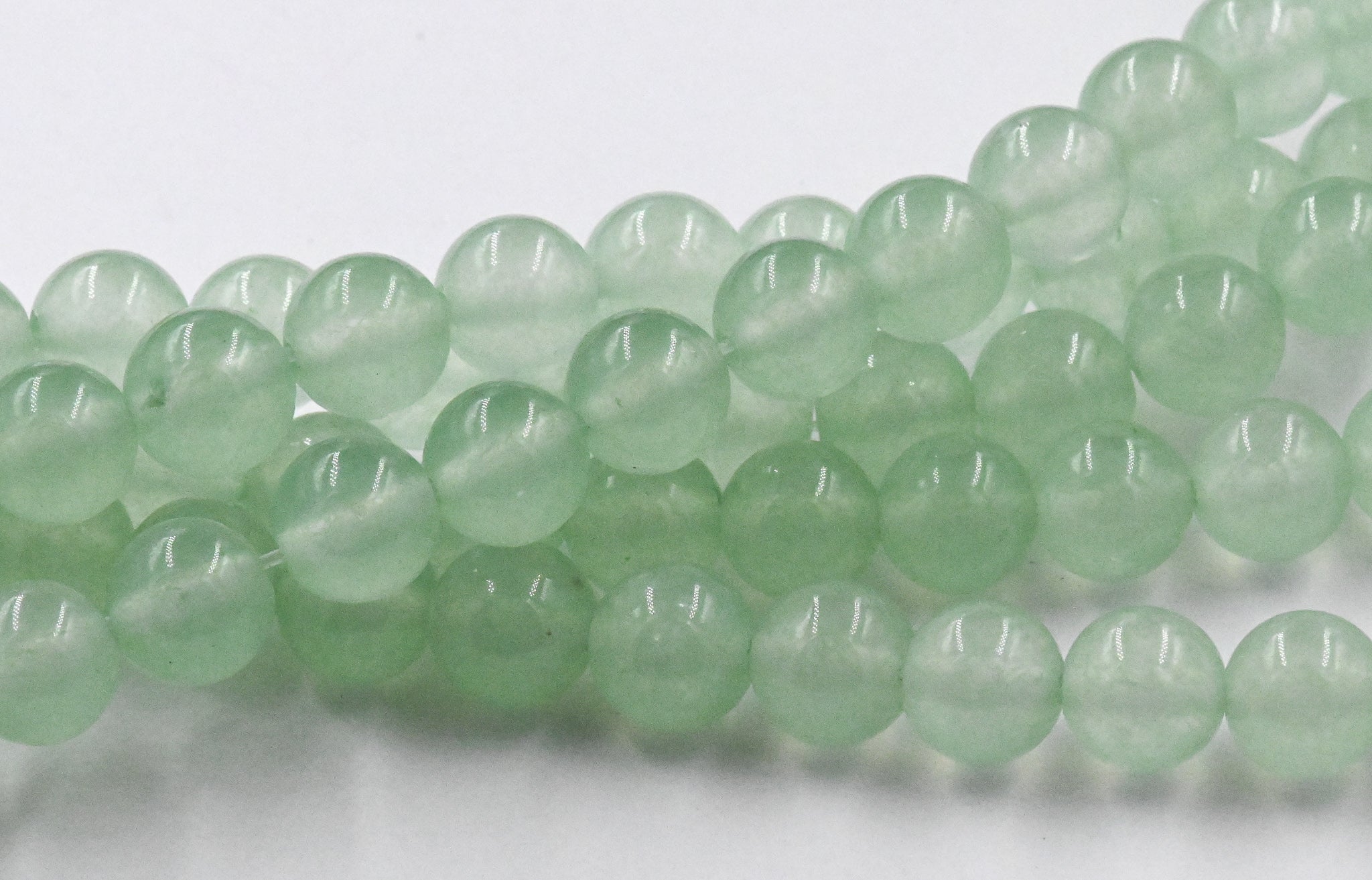 8mm Dyed Natural Jade Round Beads Honeydew Green