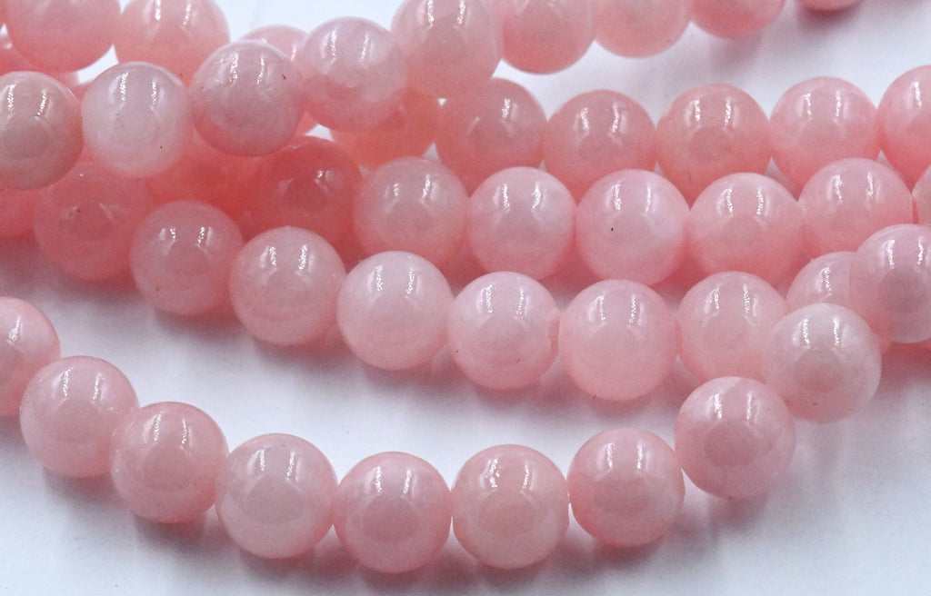 Light Pink Dyed Natural Jade Round Beads 8mm