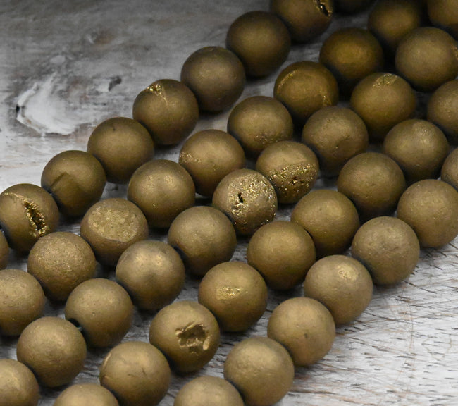 8mm Gold Druzy Agate Round  -15 inch strand Main Image