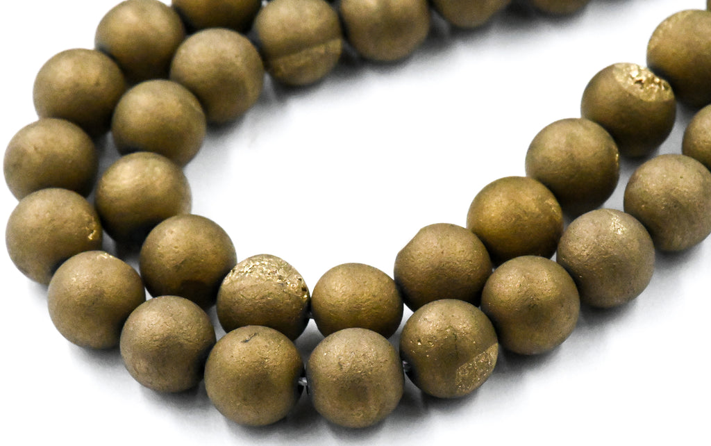 8mm Gold Druzy Agate Round  -15 inch strand