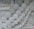 White Jade, 4mm, 6mm, 8mm, 10mm, 12mm Jade -15 inch strand