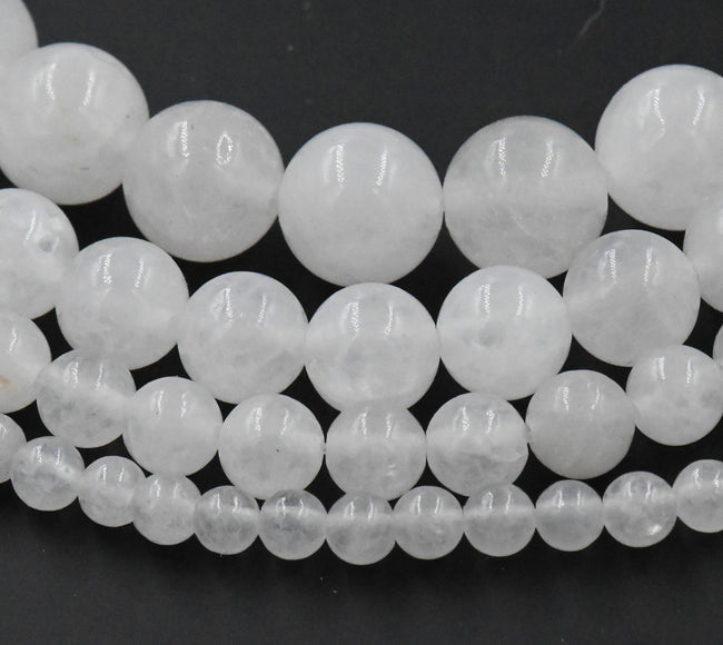 White Jade, 4mm, 6mm, 8mm, 10mm, 12mm Jade -15 inch strand Hover Image