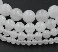 White Jade, 4mm, 6mm, 8mm, 10mm, 12mm Jade -15 inch strand