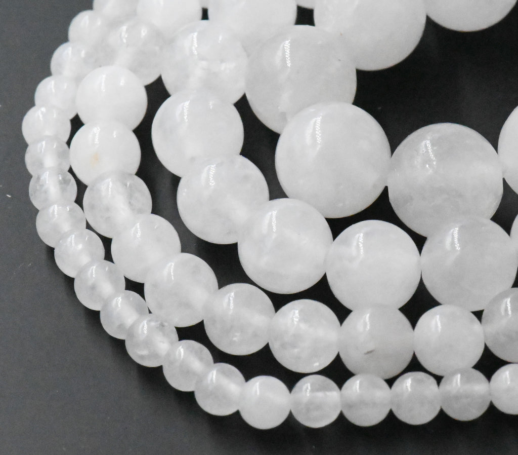 White Jade, 4mm, 6mm, 8mm, 10mm, 12mm Jade -15 inch strand