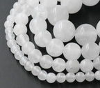 White Jade, 4mm, 6mm, 8mm, 10mm, 12mm Jade -15 inch strand