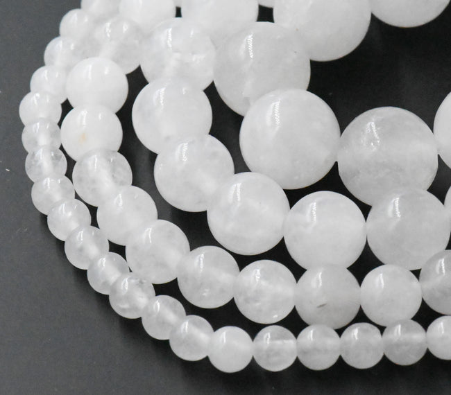 White Jade, 4mm, 6mm, 8mm, 10mm, 12mm Jade -15 inch strand Main Image