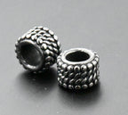 Stainless Steel Beads, 1pc, Beaded Large Hole Beads, 9.5mm Antique Silver