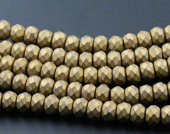 Matte Gold Hematite Faceted Rondelle 4x6mm 5x8 Hematite Beads -15.5 inch strand
