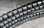 Rhodium Plated Hematite Drum 4x5mm, 6x6mm, 8x8mm, 9x9mm Silver Beads -15 inch strand