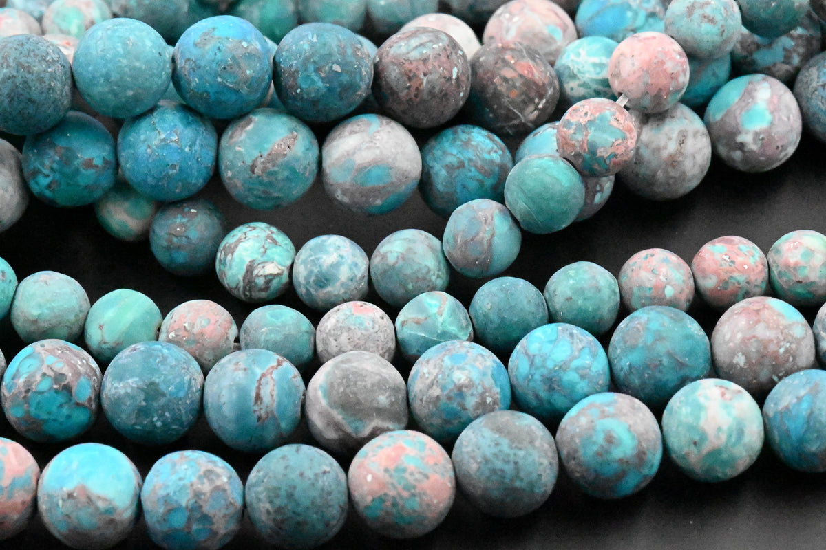 Natural Blue Turquoise 6mm, 8mm Frosted