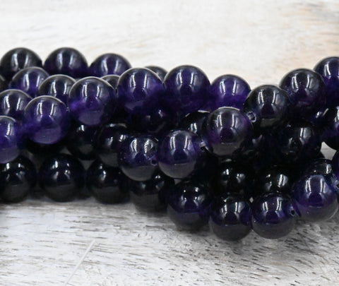 Blackberry Purple Jade 8mm Purple Jade Round Beads -15 inch strand