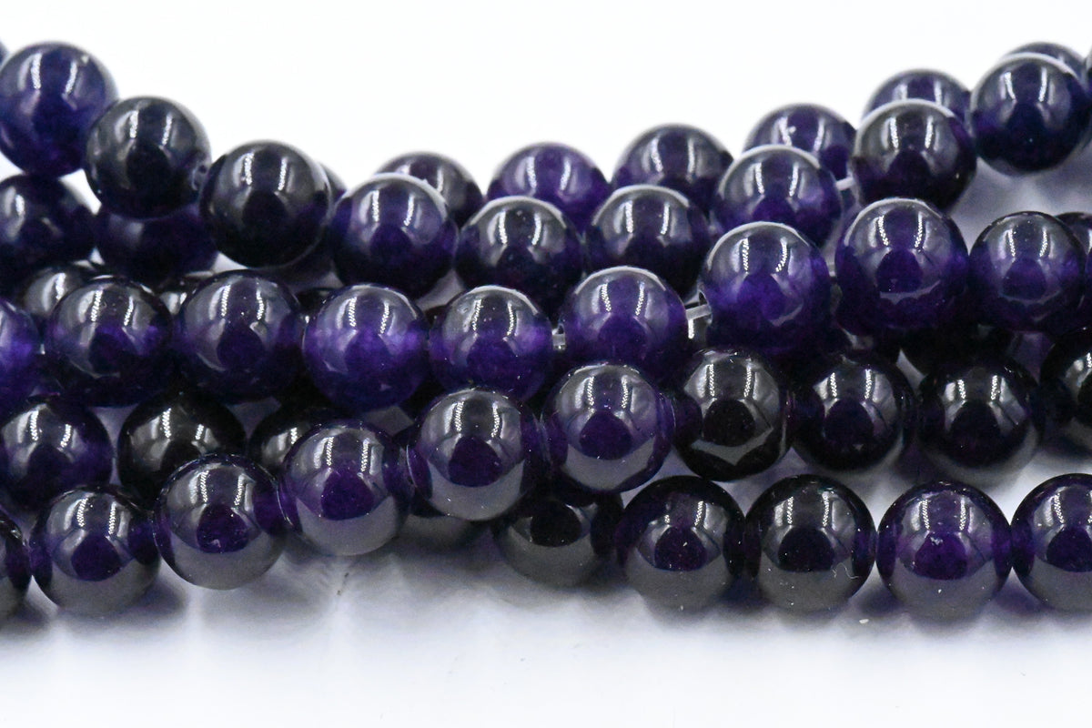 Blackberry Purple Jade 8mm Purple Jade Round Beads -15 inch strand