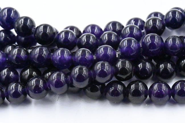 TWO STRANDS Blackberry Purple Jade 8mm Purple Jade Round Beads -15 inch strand Main Image