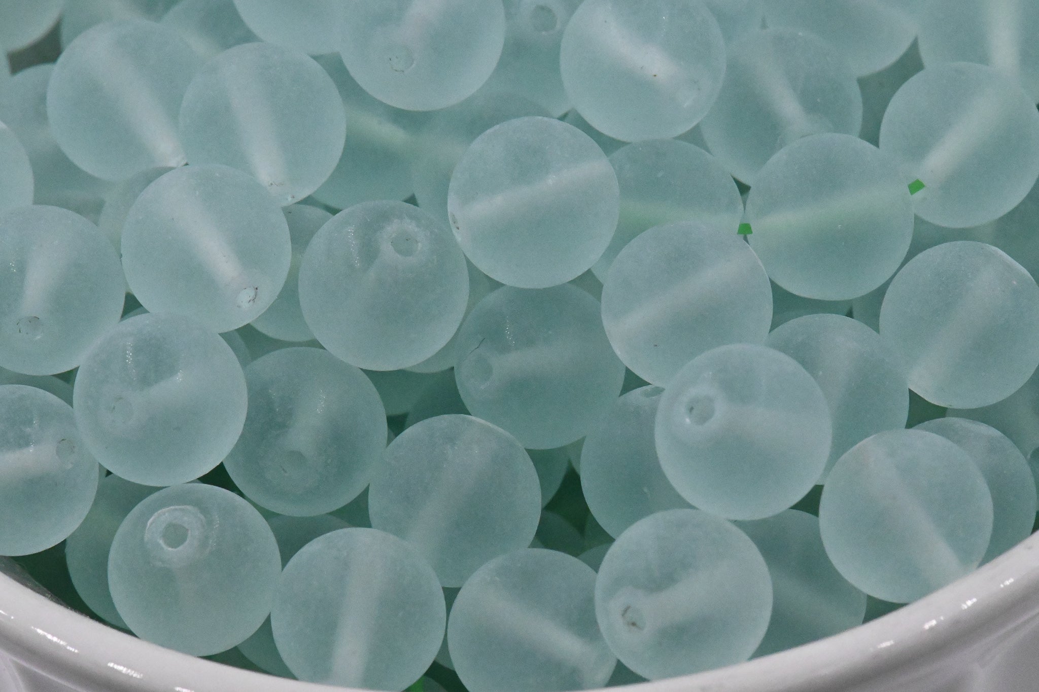 Frosted Seafoam Glass Beads 6mm, 8mm, 10mm