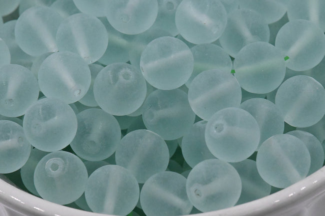 Frosted Seafoam Glass Beads 6mm, 8mm, 10mm Main Image