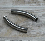 Stainless Steel Curved Tube Beads -2pc