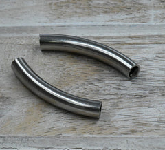 Stainless Steel Curved Tube Beads -2pc