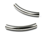 Stainless Steel Curved Tube Beads -2pc