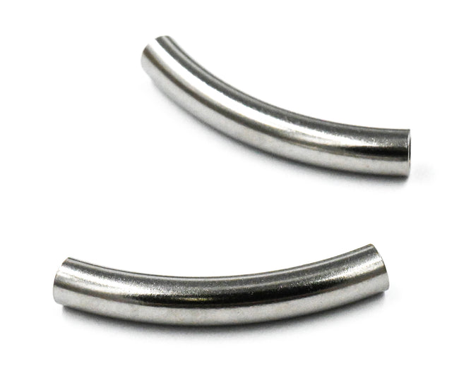 Stainless Steel Curved Tube Beads -2pc Hover Image